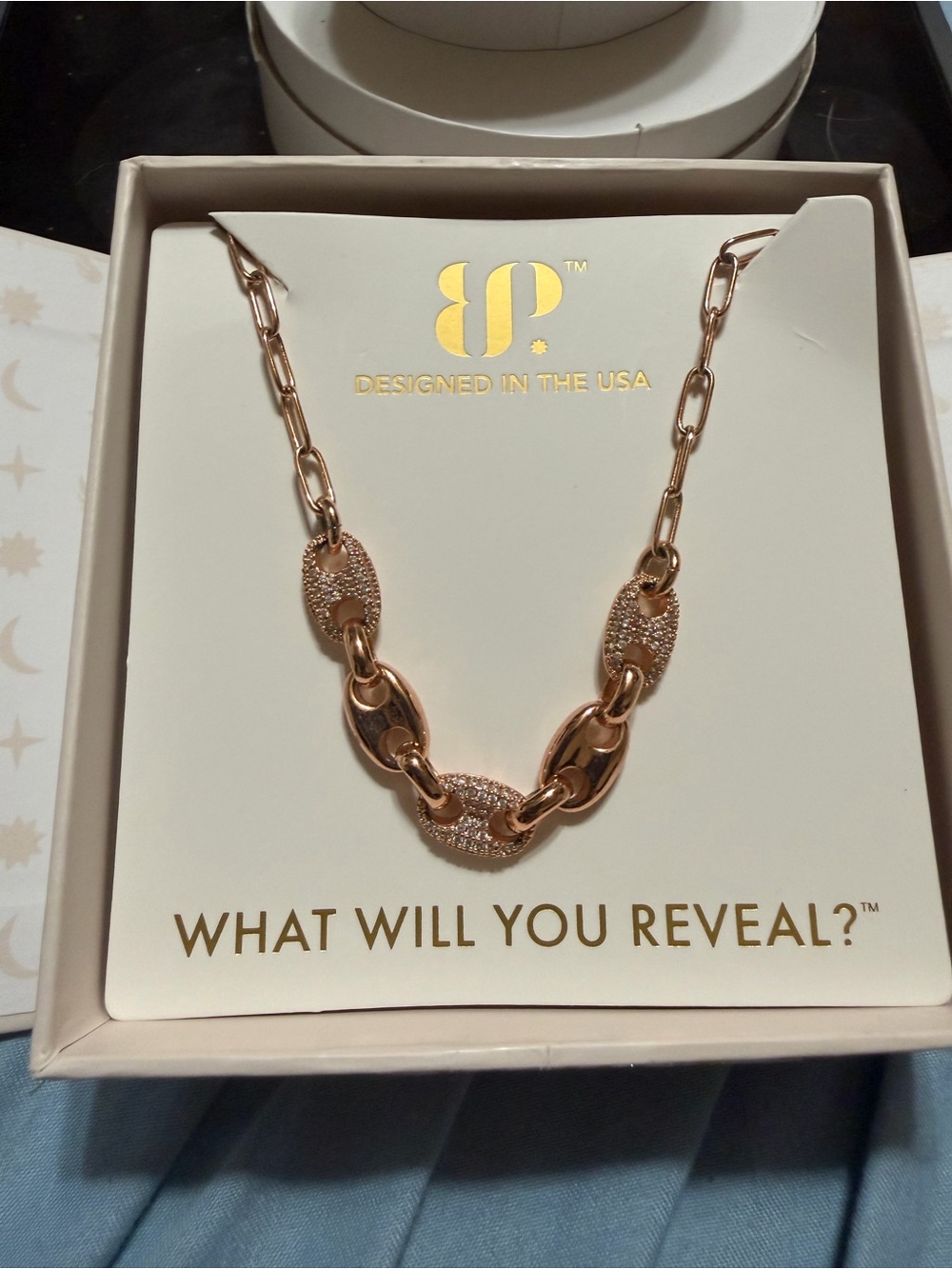 Rose Gold and CZ Link Necklace